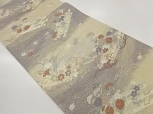 絽花筏に荒波模様織出し袋帯